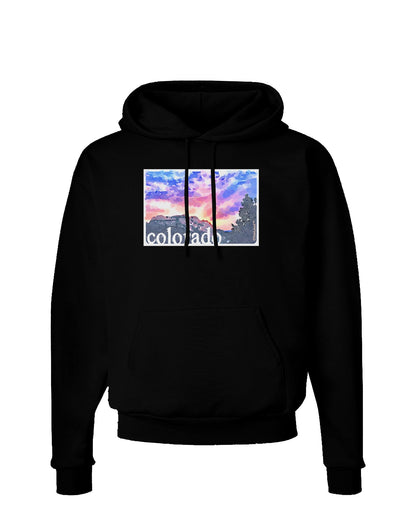 CO Rainbow Sunset Watercolor Text Dark Hoodie Sweatshirt-Hoodie-TooLoud-Black-Small-Davson Sales