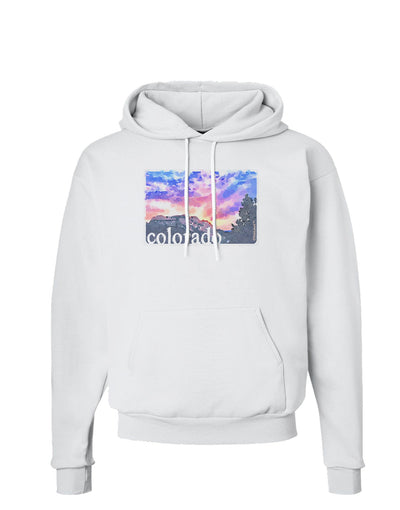 CO Rainbow Sunset Watercolor Text Hoodie Sweatshirt-Hoodie-TooLoud-White-Small-Davson Sales