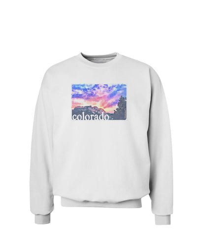 CO Rainbow Sunset Watercolor Text Sweatshirt-Sweatshirts-TooLoud-White-Small-Davson Sales