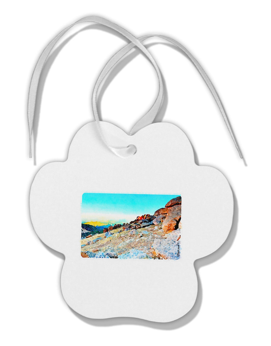 CO Rockies View Watercolor Paw Print Shaped Ornament-Ornament-TooLoud-White-Davson Sales