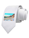 CO Rockies View Watercolor Printed White Necktie