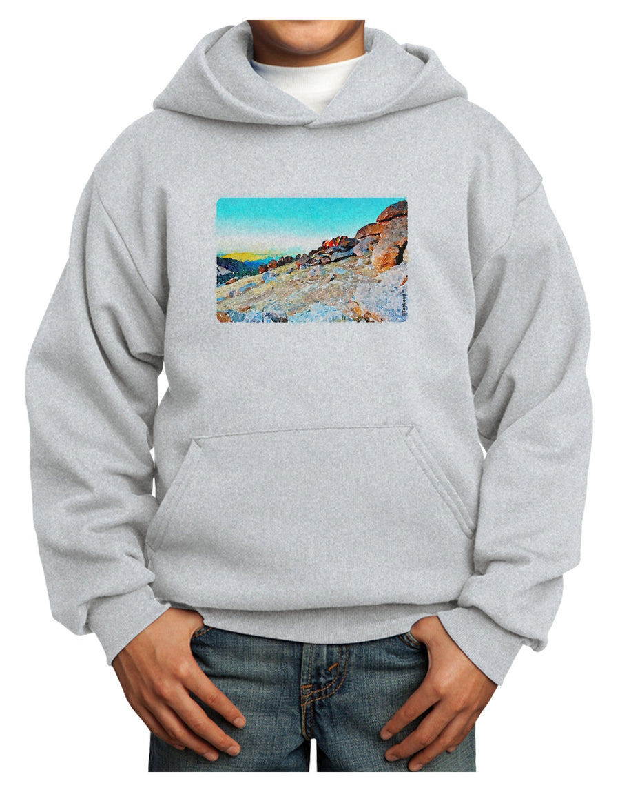 CO Rockies View Watercolor Youth Hoodie Pullover Sweatshirt-Youth Hoodie-TooLoud-White-XS-Davson Sales