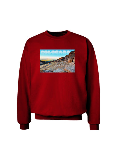 CO Rockies View with Text Adult Dark Sweatshirt-Sweatshirts-TooLoud-Deep-Red-Small-Davson Sales