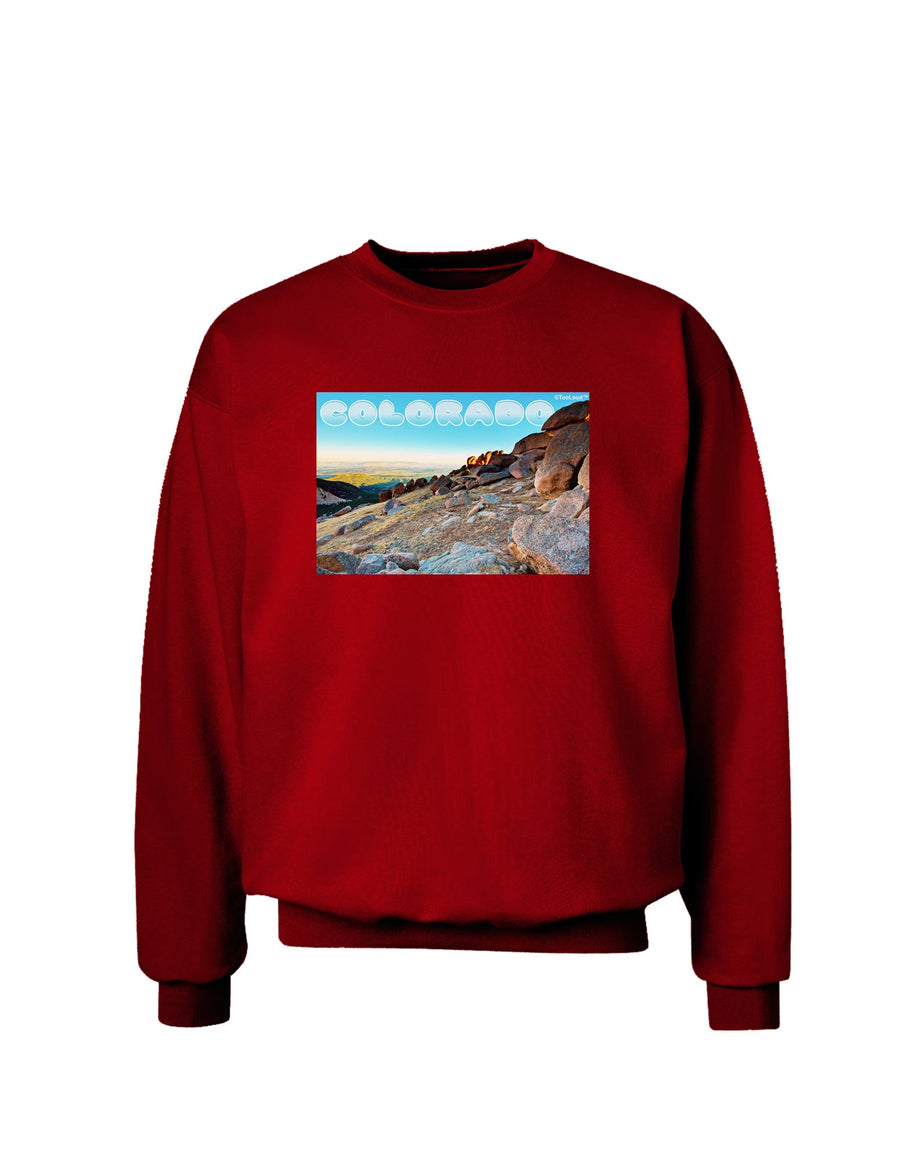 CO Rockies View with Text Adult Dark Sweatshirt-Sweatshirts-TooLoud-Black-Small-Davson Sales