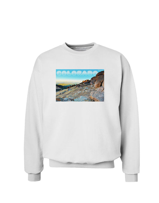 CO Rockies View with Text Sweatshirt-Sweatshirts-TooLoud-White-Small-Davson Sales