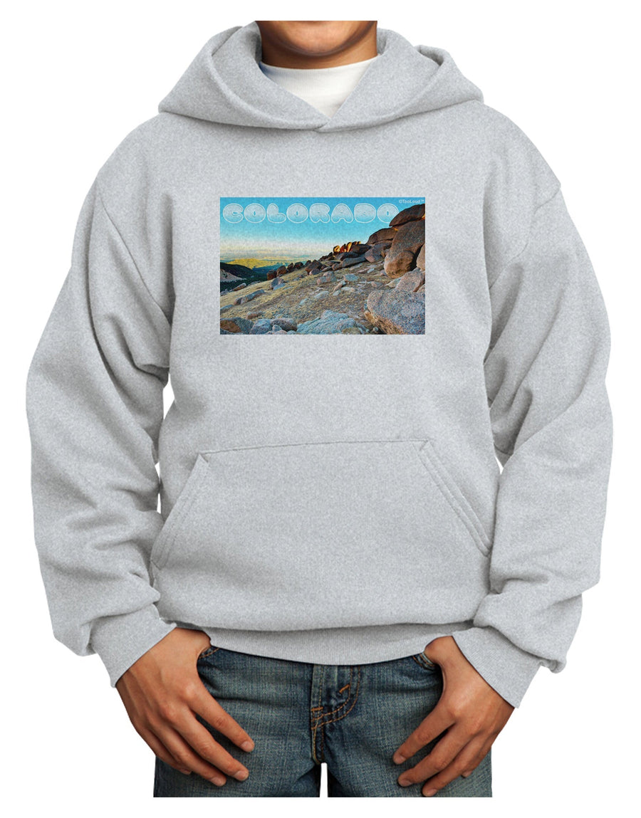 CO Rockies View with Text Youth Hoodie Pullover Sweatshirt-Youth Hoodie-TooLoud-White-XS-Davson Sales