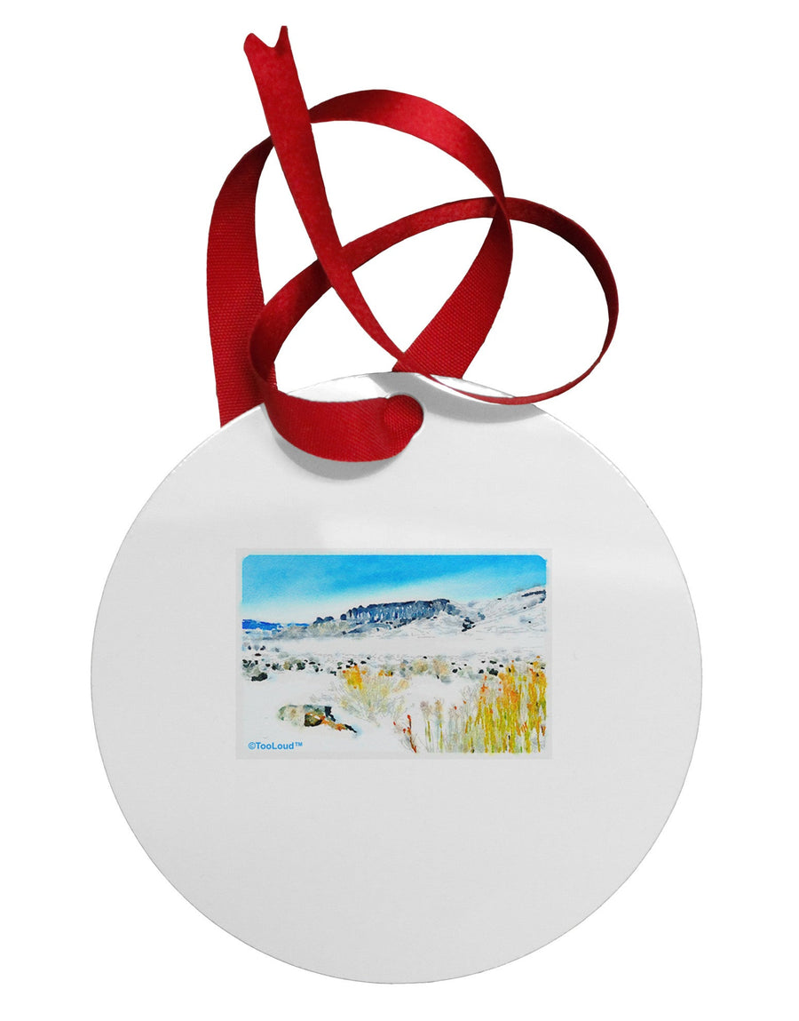 CO Snow Scene Watercolor Circular Metal Ornament-Ornament-TooLoud-White-Davson Sales