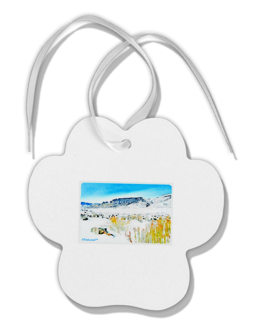 CO Snow Scene Watercolor Paw Print Shaped Ornament-Ornament-TooLoud-White-Davson Sales