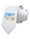 CO Snow Scene Watercolor Printed White Necktie