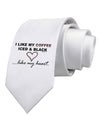 Coffee Iced and Black Printed White Necktie