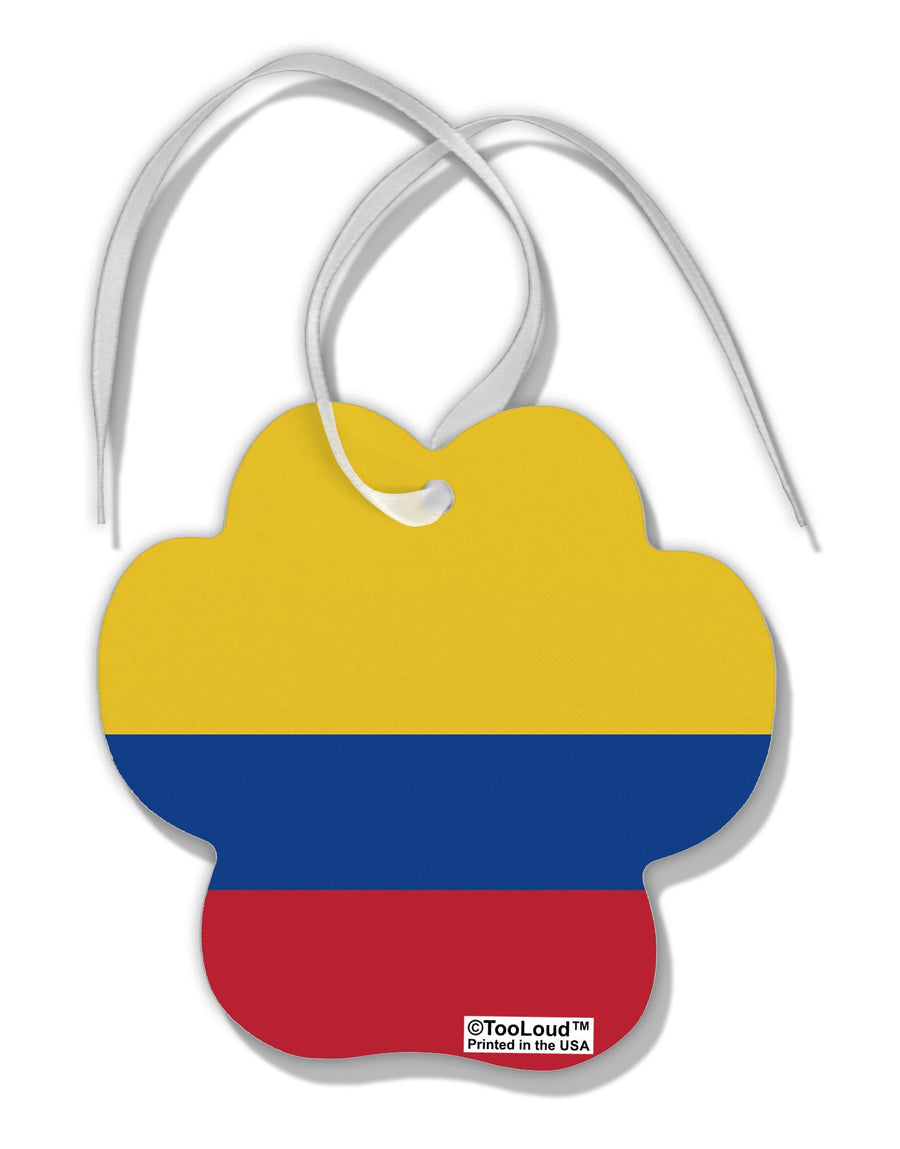 Colombia Flag AOP Paw Print Shaped Ornament All Over Print-Ornament-TooLoud-White-Davson Sales