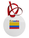 Colombia Flag Circular Metal Ornament-Ornament-TooLoud-White-Davson Sales