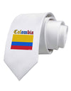 Colombia Flag Printed White Necktie