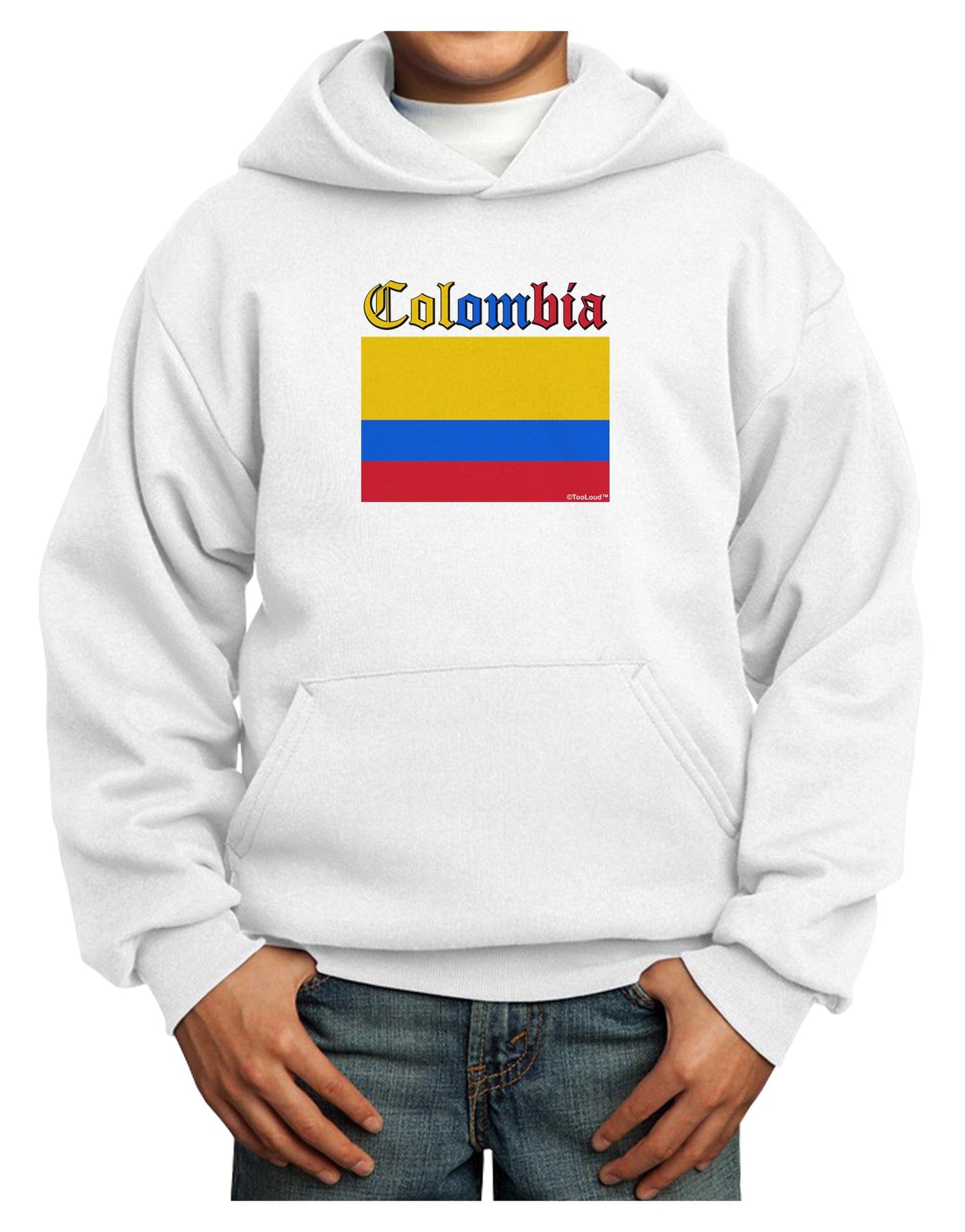 Colombia Flag Youth Hoodie Pullover Sweatshirt-Youth Hoodie-TooLoud-White-XS-Davson Sales