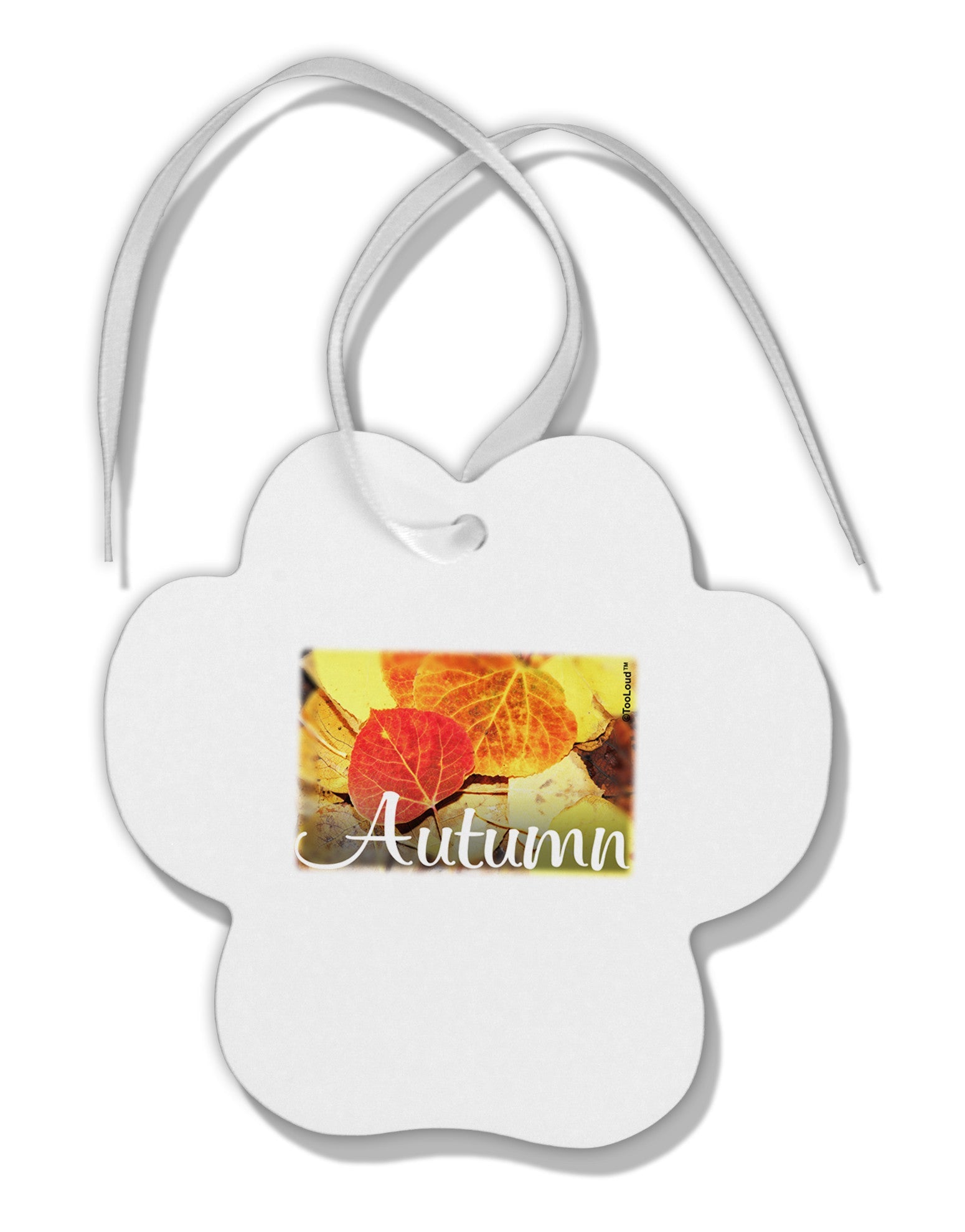 Colorado - Autumn Text Paw Print Shaped Ornament-Ornament-TooLoud-White-Davson Sales