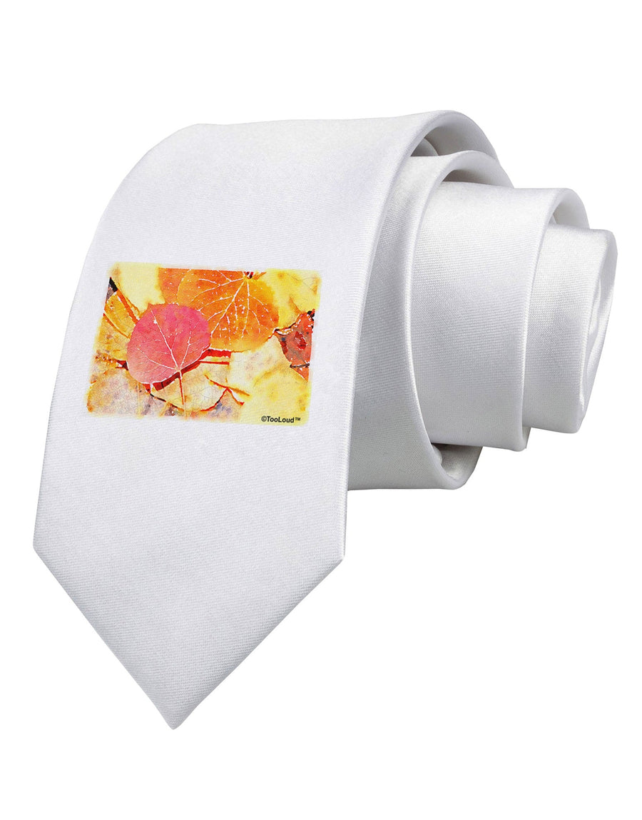 Colorado - Autumn WaterColor Printed White Necktie