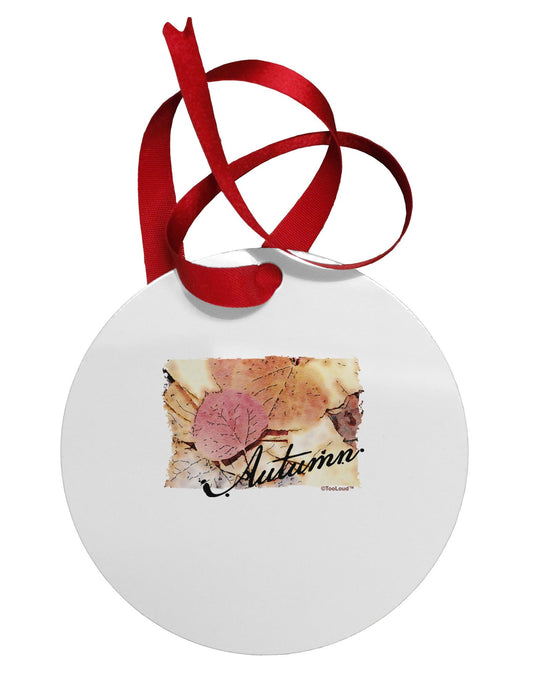 Colorado - Autumn WaterColor Text Circular Metal Ornament-Ornament-TooLoud-White-Davson Sales