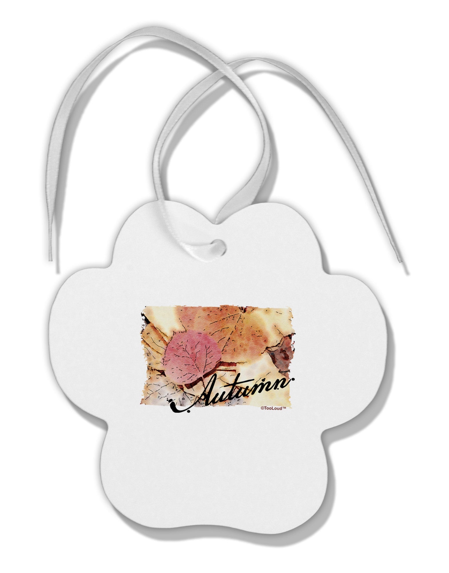 Colorado - Autumn WaterColor Text Paw Print Shaped Ornament-Ornament-TooLoud-White-Davson Sales