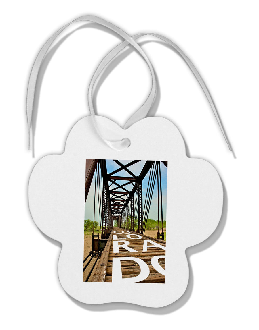 Colorado Bridge Text Paw Print Shaped Ornament-Ornament-TooLoud-White-Davson Sales