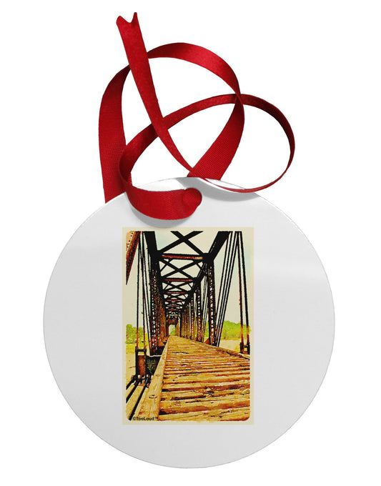 Colorado Bridge Watercolor Circular Metal Ornament-Ornament-TooLoud-White-Davson Sales