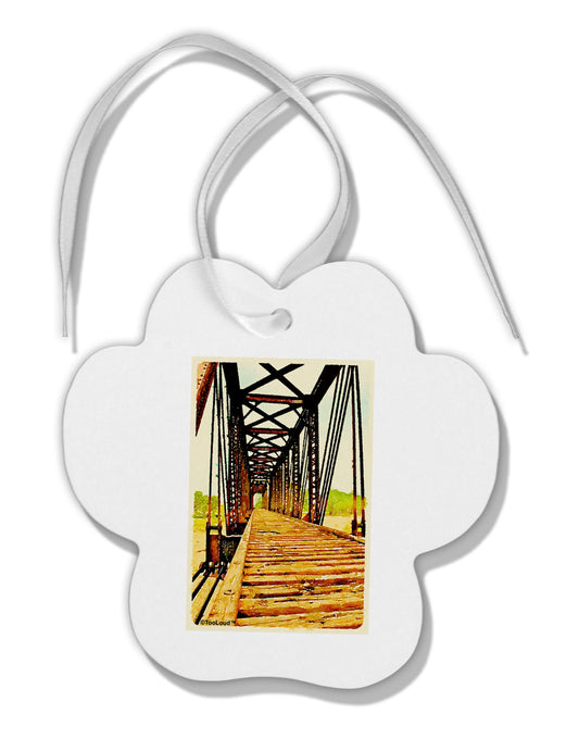 Colorado Bridge Watercolor Paw Print Shaped Ornament-Ornament-TooLoud-White-Davson Sales