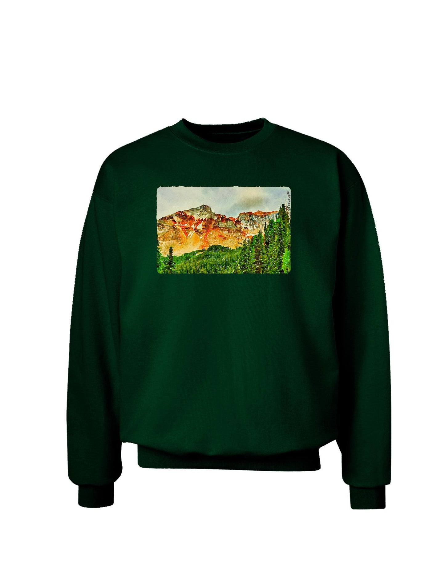 Colorado Forrest Watercolor Adult Dark Sweatshirt-Sweatshirts-TooLoud-Deep-Forest-Green-Small-Davson Sales