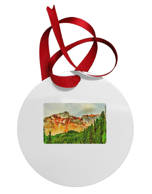 Colorado Forrest Watercolor Circular Metal Ornament-Ornament-TooLoud-White-Davson Sales