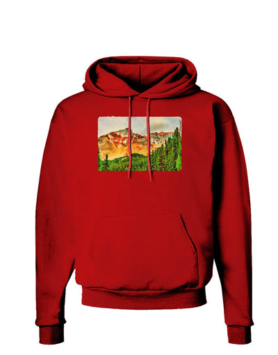 Colorado Forrest Watercolor Dark Hoodie Sweatshirt-Hoodie-TooLoud-Red-Small-Davson Sales