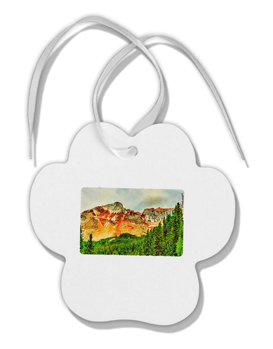 Colorado Forrest Watercolor Paw Print Shaped Ornament-Ornament-TooLoud-White-Davson Sales