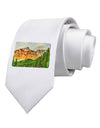 Colorado Forrest Watercolor Printed White Necktie