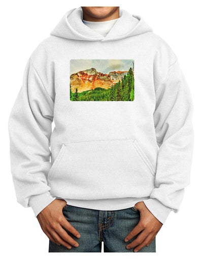 Colorado Forrest Watercolor Youth Hoodie Pullover Sweatshirt-Youth Hoodie-TooLoud-White-XS-Davson Sales