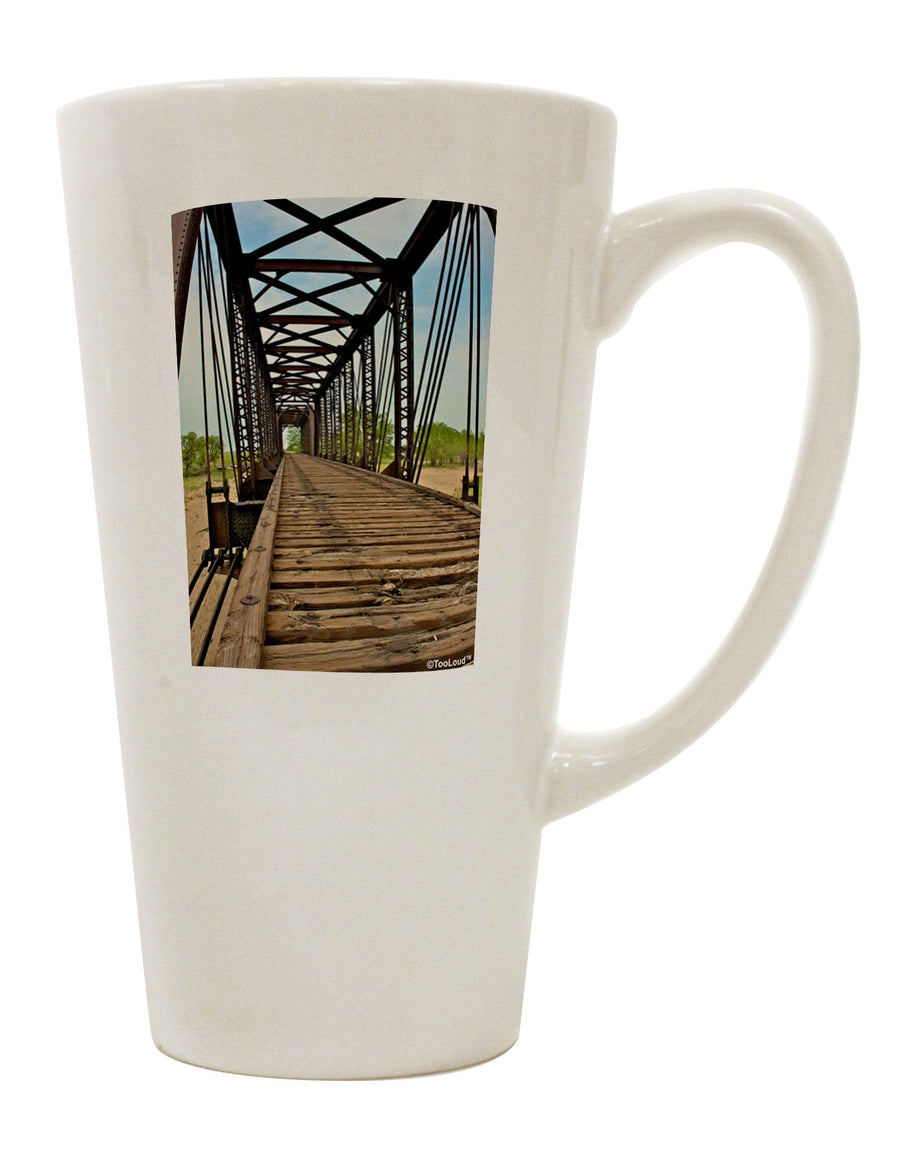 Colorado Landscape Bridge Conical Latte Coffee Mug - Expertly Crafted Drinkware-Conical Latte Mug-TooLoud-White-Davson Sales