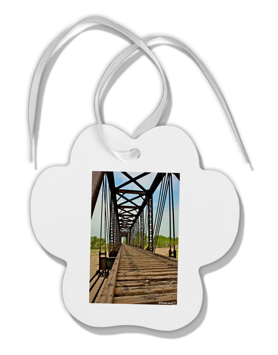 Colorado Landscape Bridge Paw Print Shaped Ornament-Ornament-TooLoud-White-Davson Sales