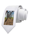 Colorado Landscape Bridge Printed White Necktie