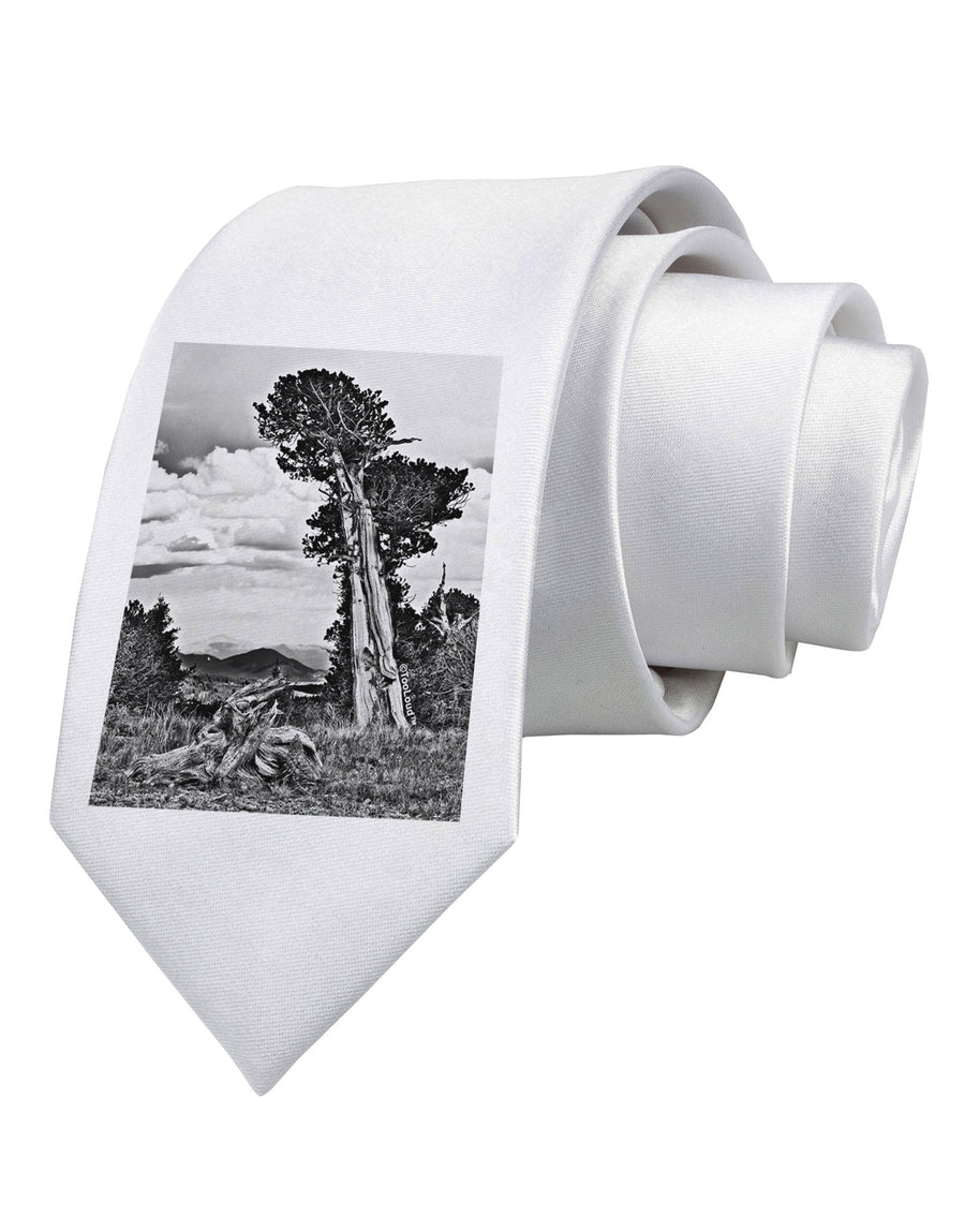 Colorado Landscape Monochrome Printed White Necktie