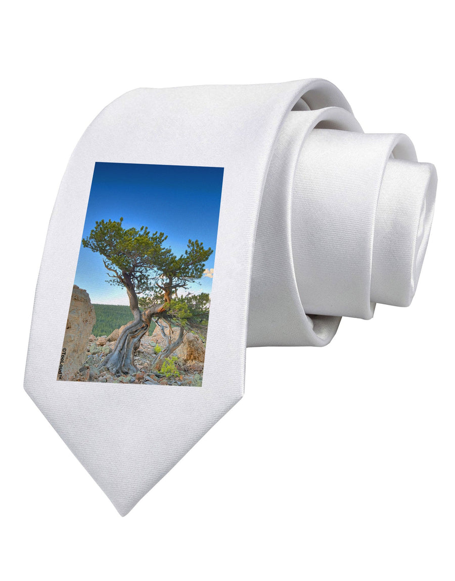 Colorado Landscape Tree Printed White Necktie