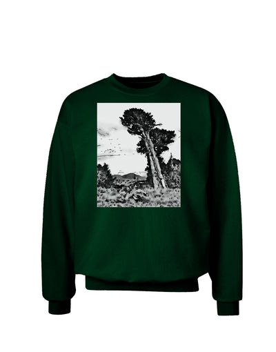 Colorado Landscape Watercolor BW Adult Dark Sweatshirt-Sweatshirts-TooLoud-Deep-Forest-Green-Small-Davson Sales