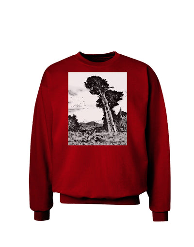 Colorado Landscape Watercolor BW Adult Dark Sweatshirt-Sweatshirts-TooLoud-Deep-Red-Small-Davson Sales