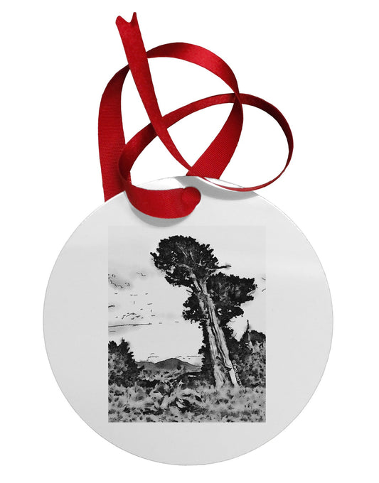 Colorado Landscape Watercolor BW Circular Metal Ornament-Ornament-TooLoud-White-Davson Sales