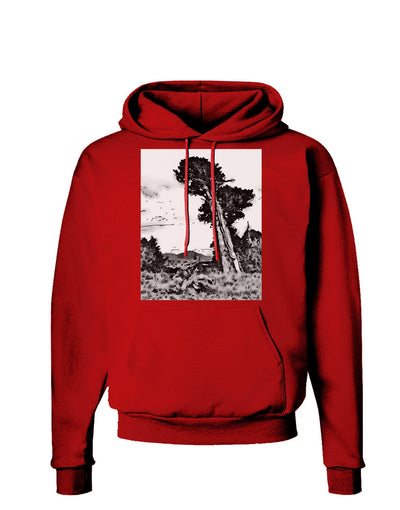 Colorado Landscape Watercolor BW Dark Hoodie Sweatshirt-Hoodie-TooLoud-Red-Small-Davson Sales