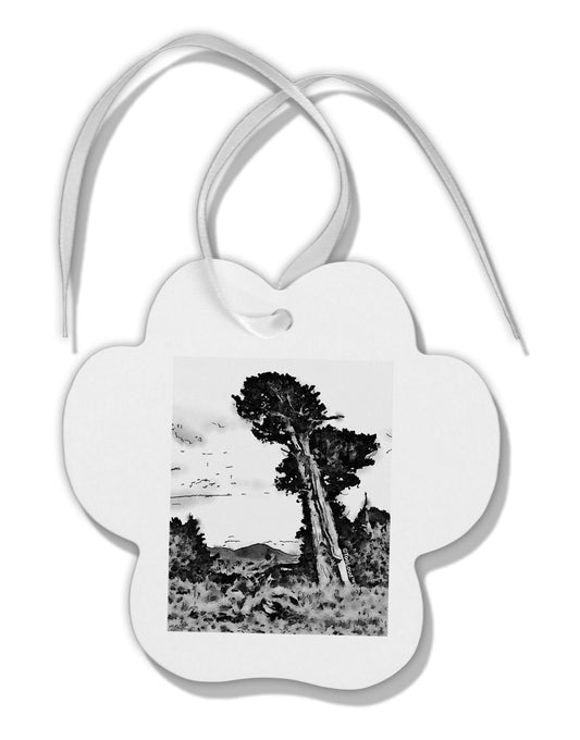 Colorado Landscape Watercolor BW Paw Print Shaped Ornament-Ornament-TooLoud-White-Davson Sales
