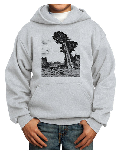 Colorado Landscape Watercolor BW Youth Hoodie Pullover Sweatshirt-Youth Hoodie-TooLoud-Ash-XS-Davson Sales