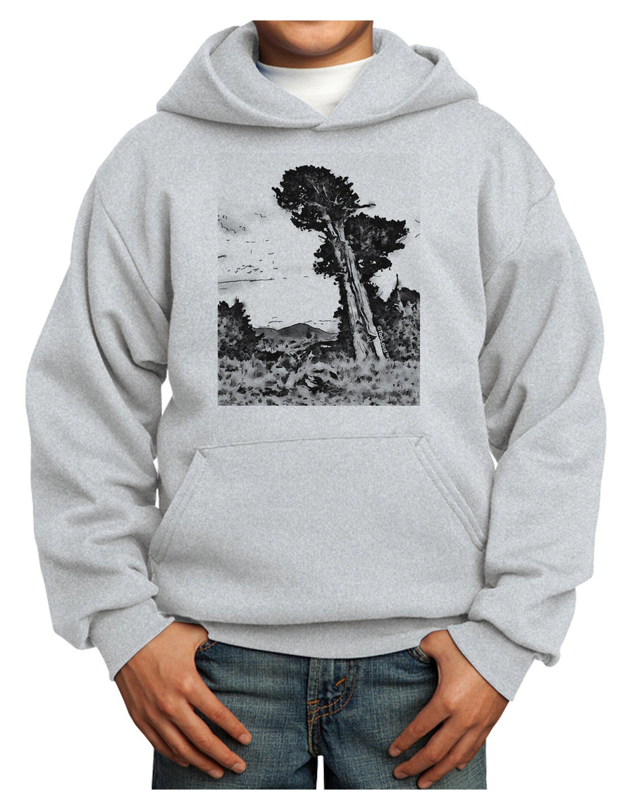 Colorado Landscape Watercolor BW Youth Hoodie Pullover Sweatshirt-Youth Hoodie-TooLoud-White-XS-Davson Sales