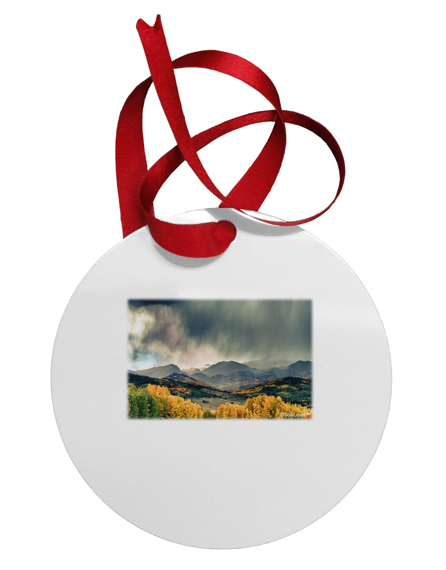 Colorado Mountain Scene Photo Circular Metal Ornament-Ornament-TooLoud-White-Davson Sales