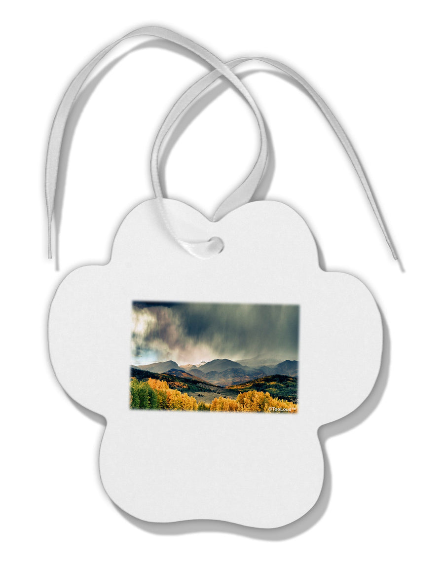 Colorado Mountain Scene Photo Paw Print Shaped Ornament-Ornament-TooLoud-White-Davson Sales