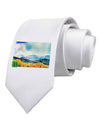 Colorado Mountain Scene Printed White Necktie