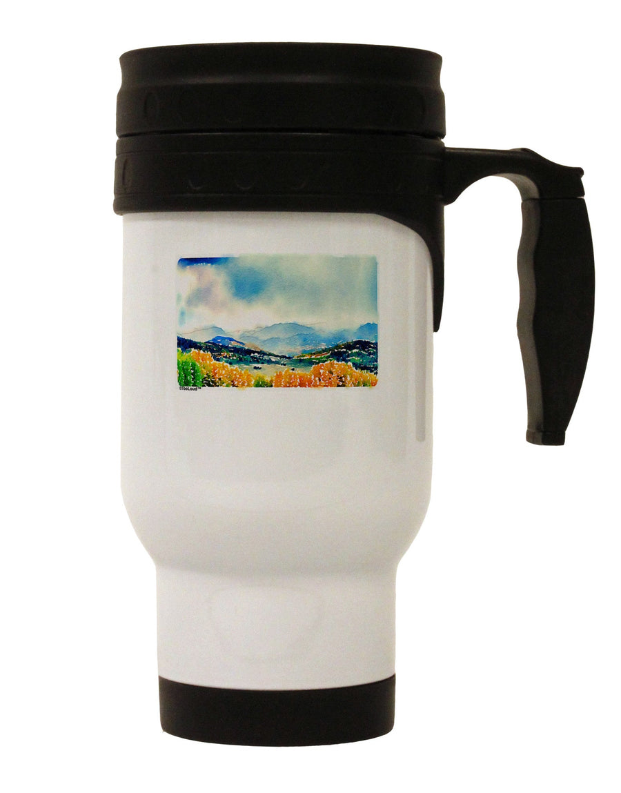 Colorado Mountain Scene Stainless Steel 14oz Travel Mug-Travel Mugs-TooLoud-White-Davson Sales