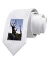 Colorado Mountain Scenery Printed White Necktie