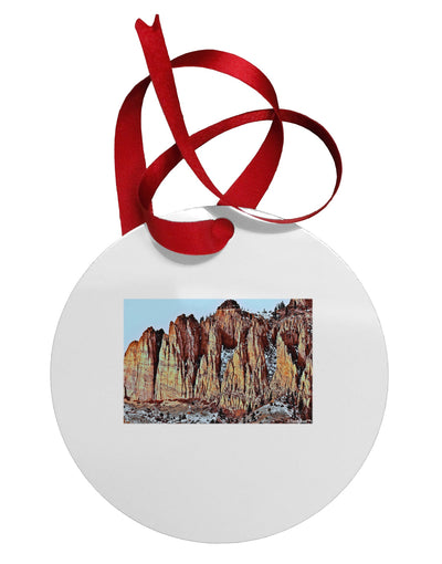 Colorado Mountain Spires Circular Metal Ornament by TooLoud-Ornament-TooLoud-White-Davson Sales