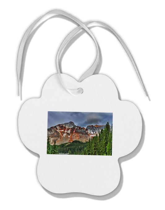Colorado Mountains Forrest Paw Print Shaped Ornament-Ornament-TooLoud-White-Davson Sales
